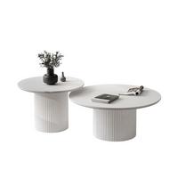 COUCHTISCH-SET OVI mit geriffeltem Sockel - Weiß, Holzwerkstoff (80/80/42cm) - Lookway