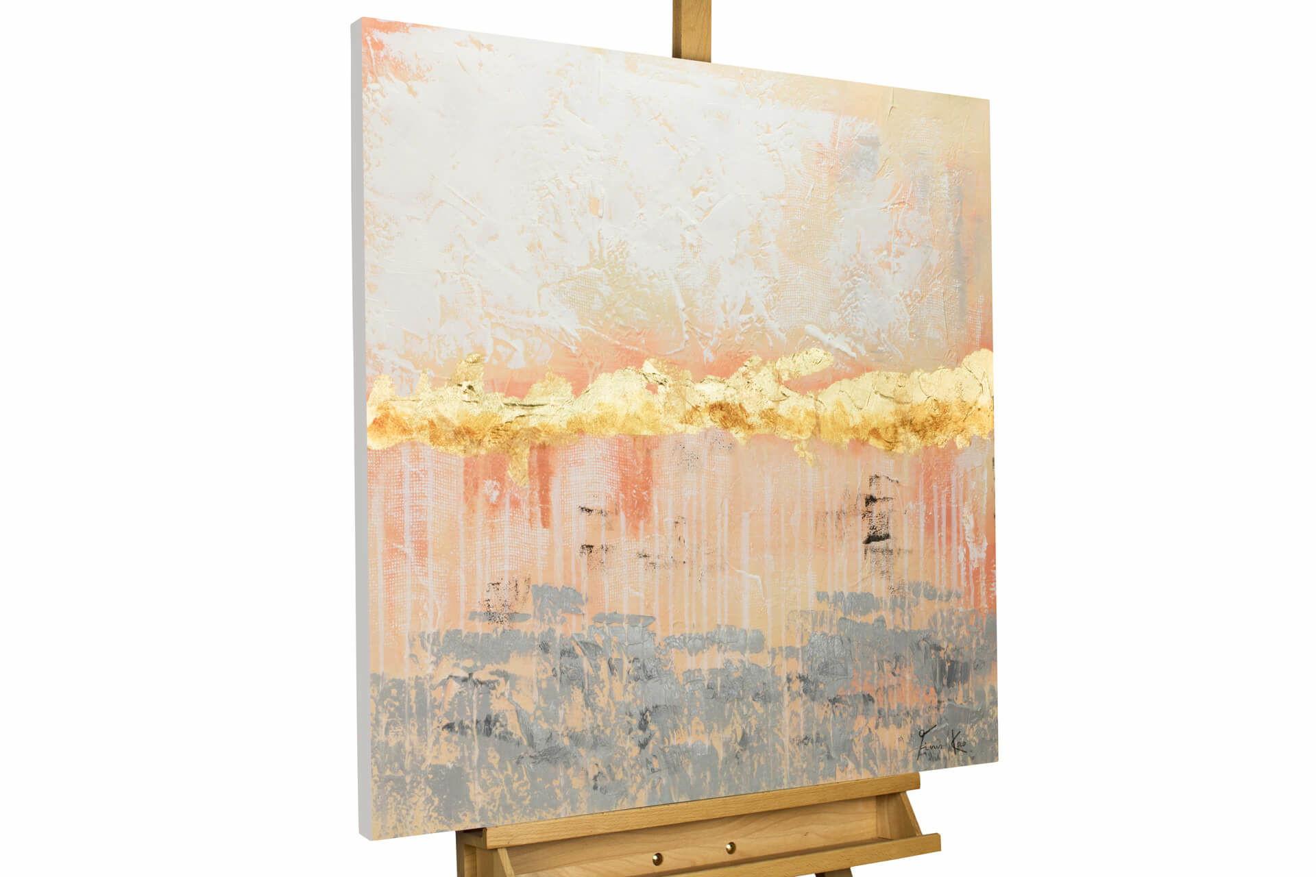 ÖLGEMÄLDE 80/80 cm - Pink/Beige, Holz/Textil (80/80cm) - KUNSTLOFT