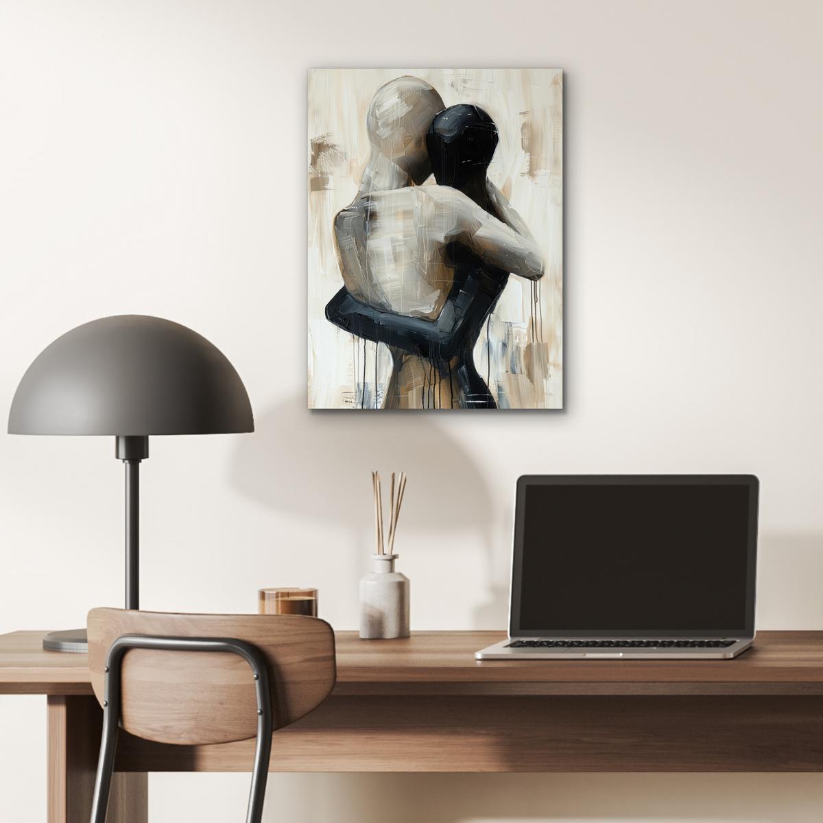 METALLBILD Abstrakt - Liebe - Schwarz und weiß - Modern 30x40 cm - Schwarz, Metall (30/40cm) - MuchoWow