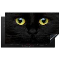 HERDABDECKPLATTE Katze - Augen - Gelb - Schwarz Induktionsschutz 91.2x52 cm - Schwarz, Kunststoff (91.2/52/0.2cm) - MuchoWow