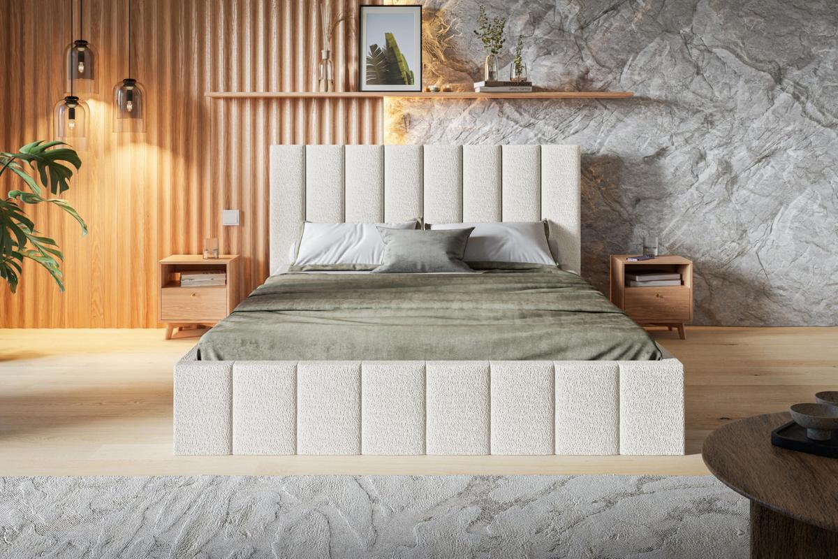 BETT 90x200 - Polsterbett mit Bettkasten und Holzrahmen - Modern Betten - Kuscheliger Catch-Me-Stoff - Kollektion Toledo - Weiß - Weiß, Holz/Textil (90/200cm) - Alpi-Möbel