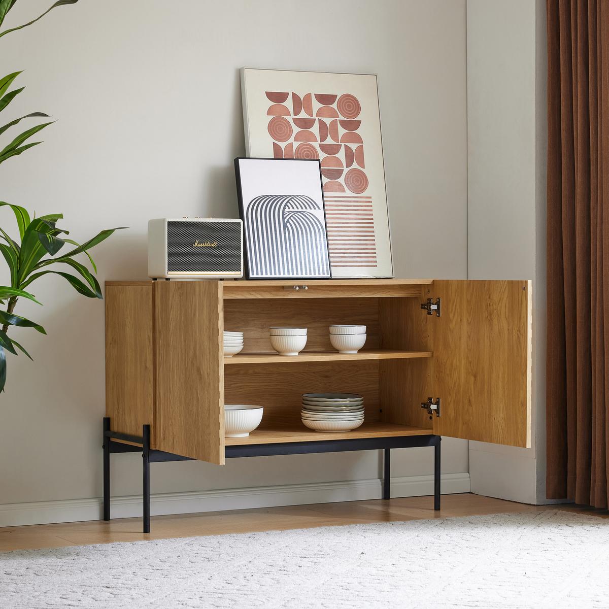 SIDEBOARD aus Eiche, 100/40/75 cm - Braun, Holzwerkstoff/Metall (40/70/100cm) - Urban Meuble