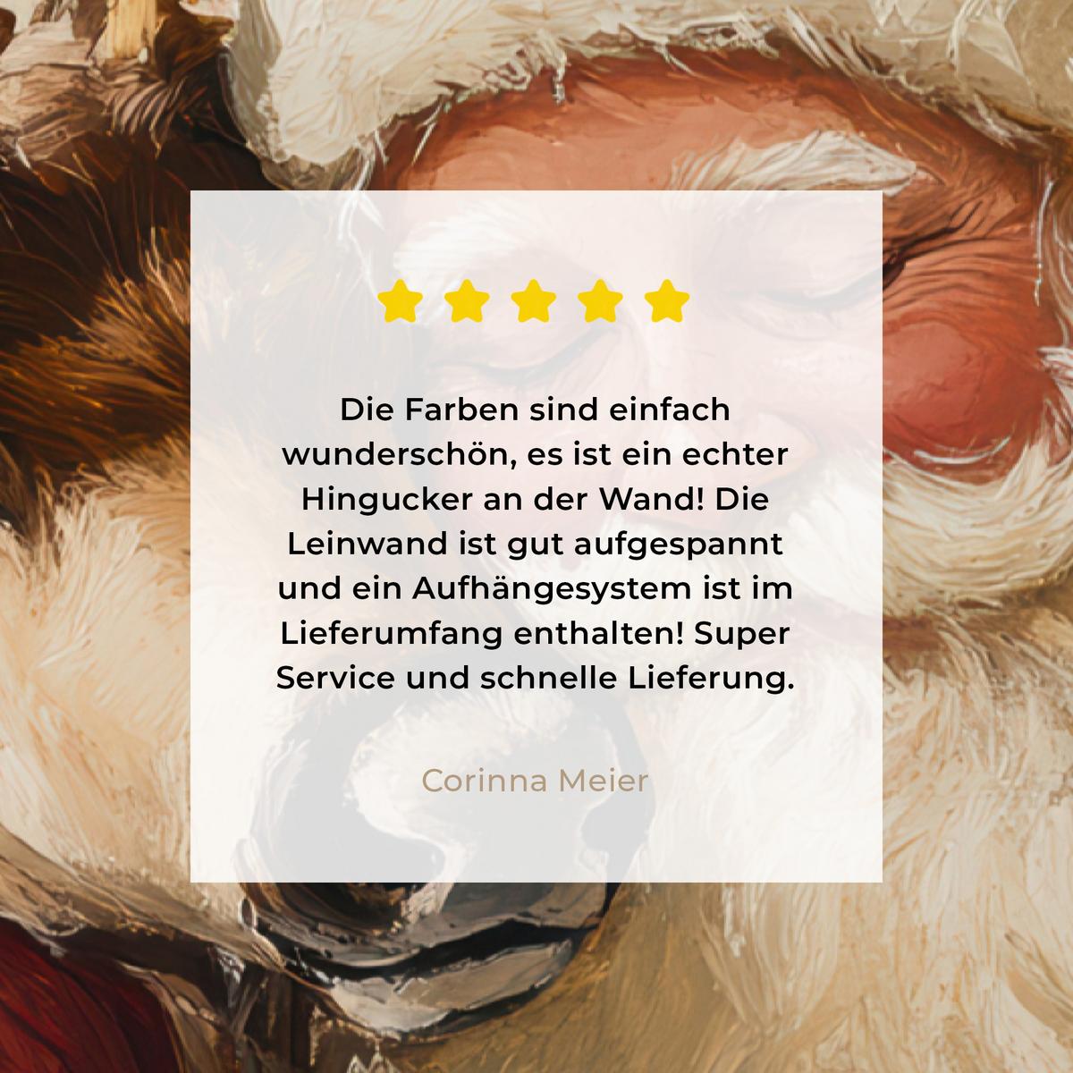 LEINWANDBILD Weihnachtsmann - Rentier - Weihnachten Deko Groß 90x140 cm - Rotbraun, Textil (90/140cm) - MuchoWow