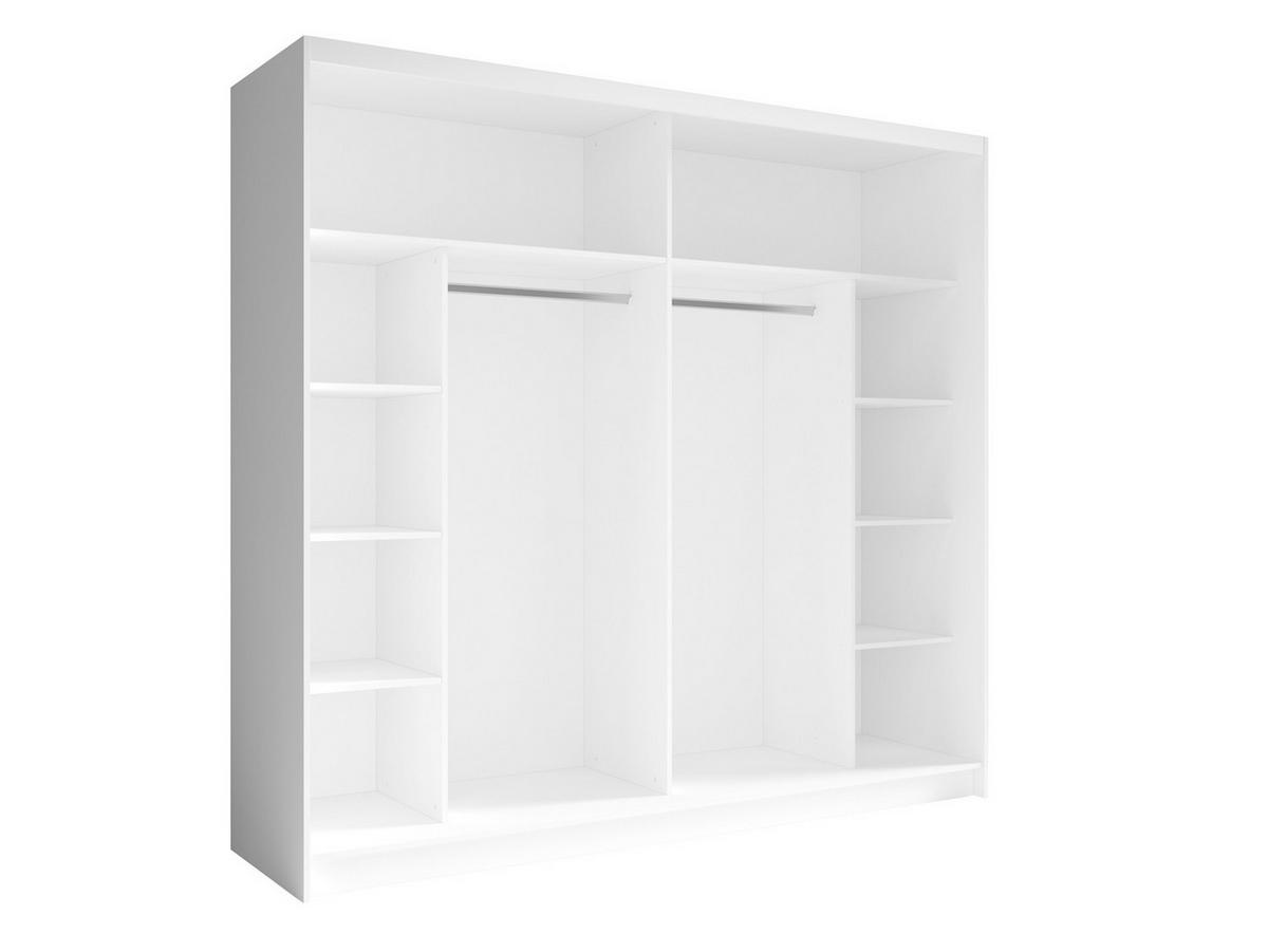 SCHWEBETÜRENSCHRANK SILVA 230/215/62cm 2-türig mit Spiegel Weiß - Weiß, Holzwerkstoff (230/215/62cm) - MASSENO