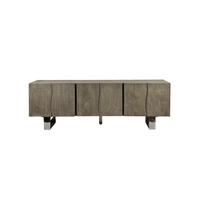 LOWBOARD GRIPSHOLM, Akazie Massivholz, handgefertigt, Akazie-Grau, 160 x 46 x 56 cm - Chromfarben/Grau, Holz/Metall (160/56/46cm) - KADIMA DESIGN