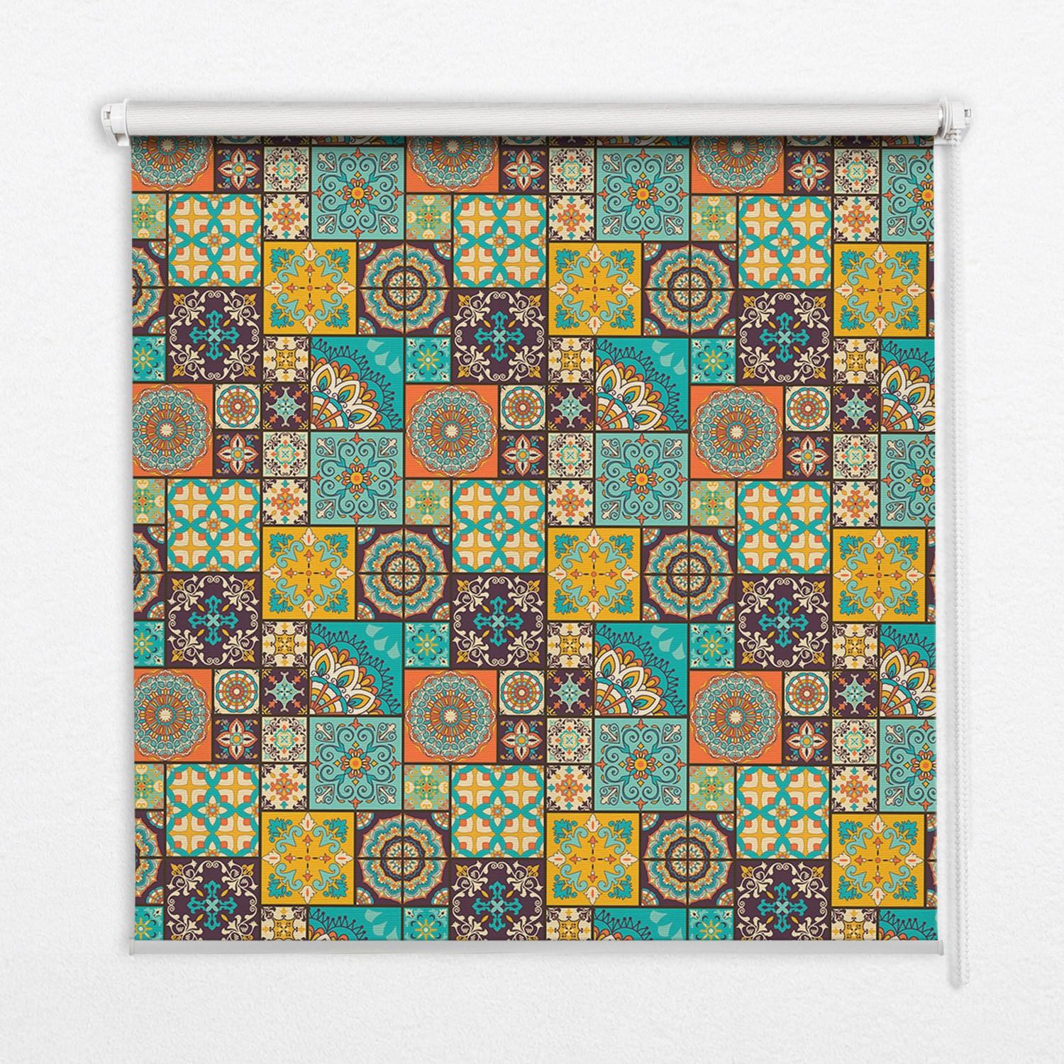 INNENROLLO - Fensterrollo - Rollo - 90x140 cm - Farbenfrohes Mandala - Blau, Kunststoff (90/140/0.5cm) - TULUP