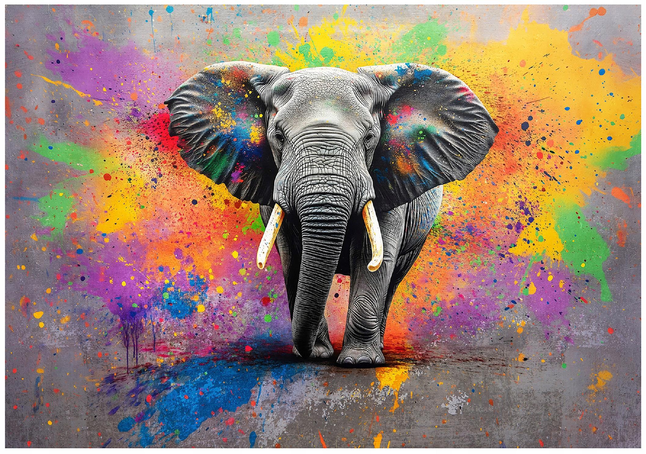 FOTOTAPETE Kinderzimmer Elefant Tiere 300x210 - Multicolor, Papier (300/210cm) - Wallarena