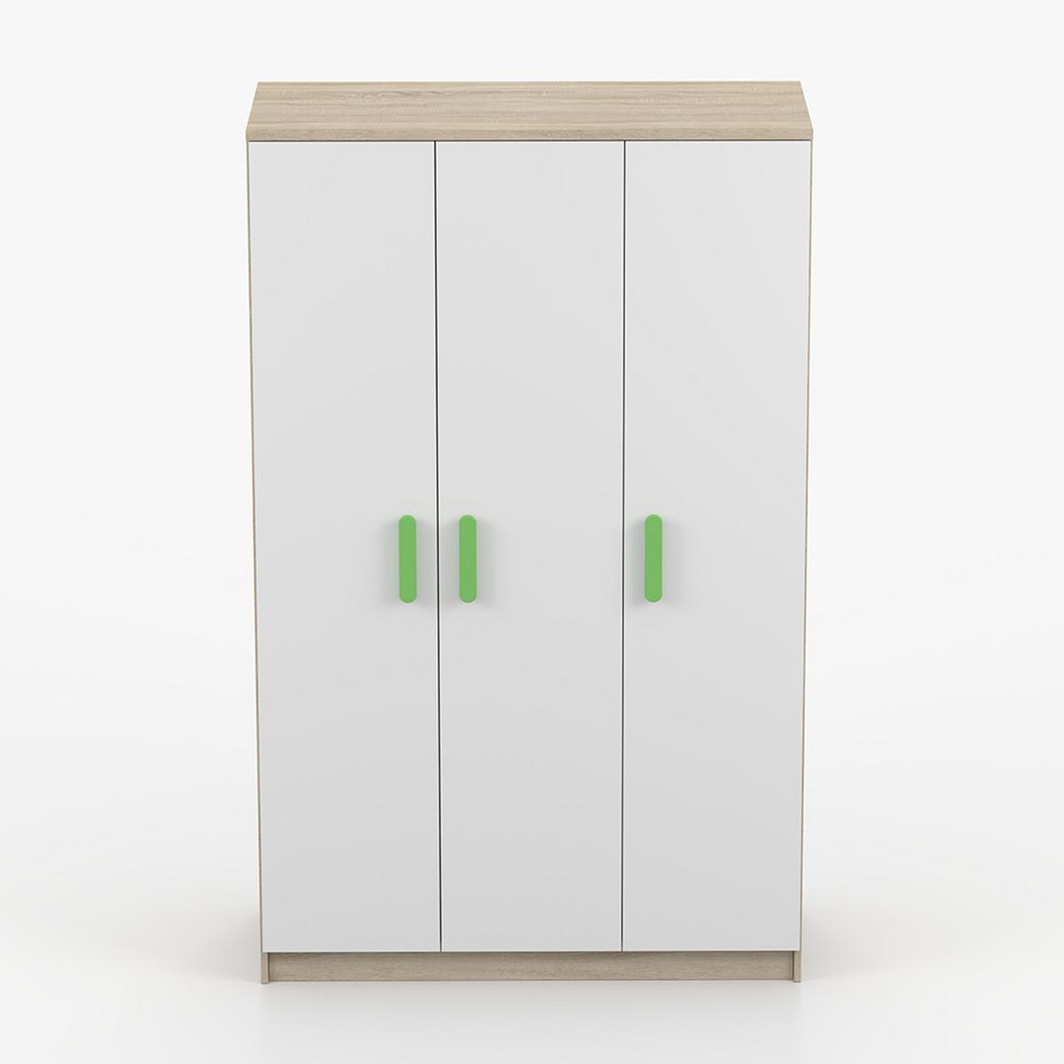 KLEIDERSCHRANK Jonas III 2D 19, 120/192/50, 3-türig, Sonoma-Eiche - Grün/Sonoma Eiche, Holzwerkstoff (120/194/50cm) - imoebel24