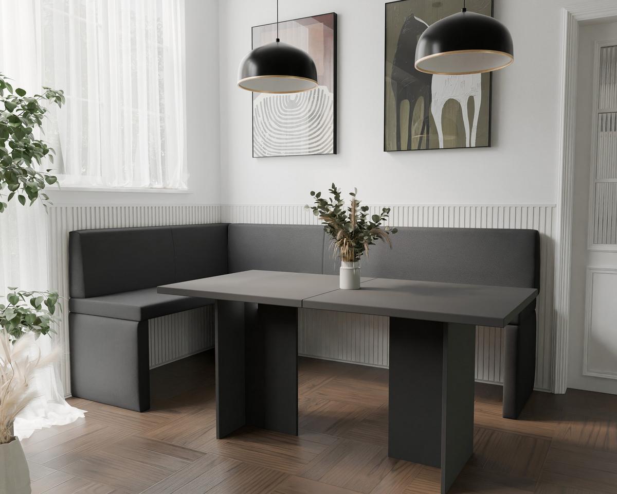 ECKBANK links OWEN Kunstleder, 142/196 cm Anthrazit - Anthrazit, Holz/Kunststoff (142/196cm) - Idohome