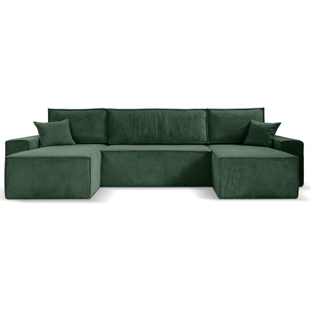 WOHNLANDSCHAFT Hektor U mit Schlaffunktion, 377 cm, grün - Schwarz/Grün, Kunststoff/Textil (377/94/152cm) - Beautysofa