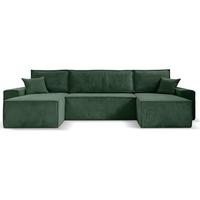 WOHNLANDSCHAFT Hektor U mit Schlaffunktion, 377 cm, grün - Schwarz/Grün, Kunststoff/Textil (377/94/152cm) - Beautysofa