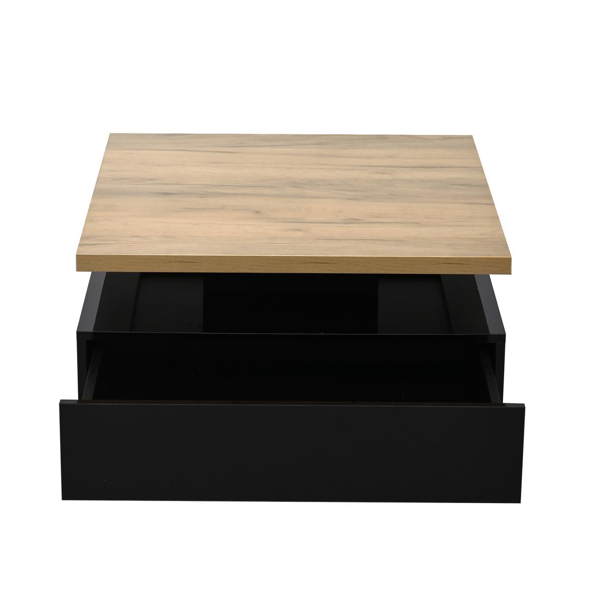 COUCHTISCH 70x70 cm Hochglanz mit 360° drehbar - Eichefarben, Holzwerkstoff (70/70/36cm) - Urban Meuble