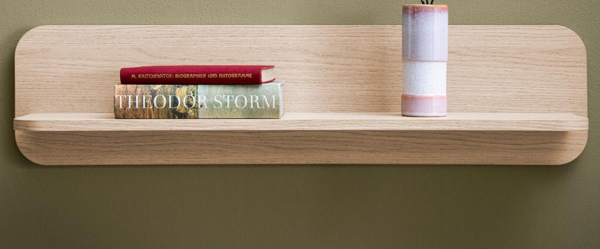 WANDBOARD Eiche natur 90 cm, Wandregal skandinavisch - Eichefarben, Holzwerkstoff/Metall (90/22/19cm) - Furn.Design