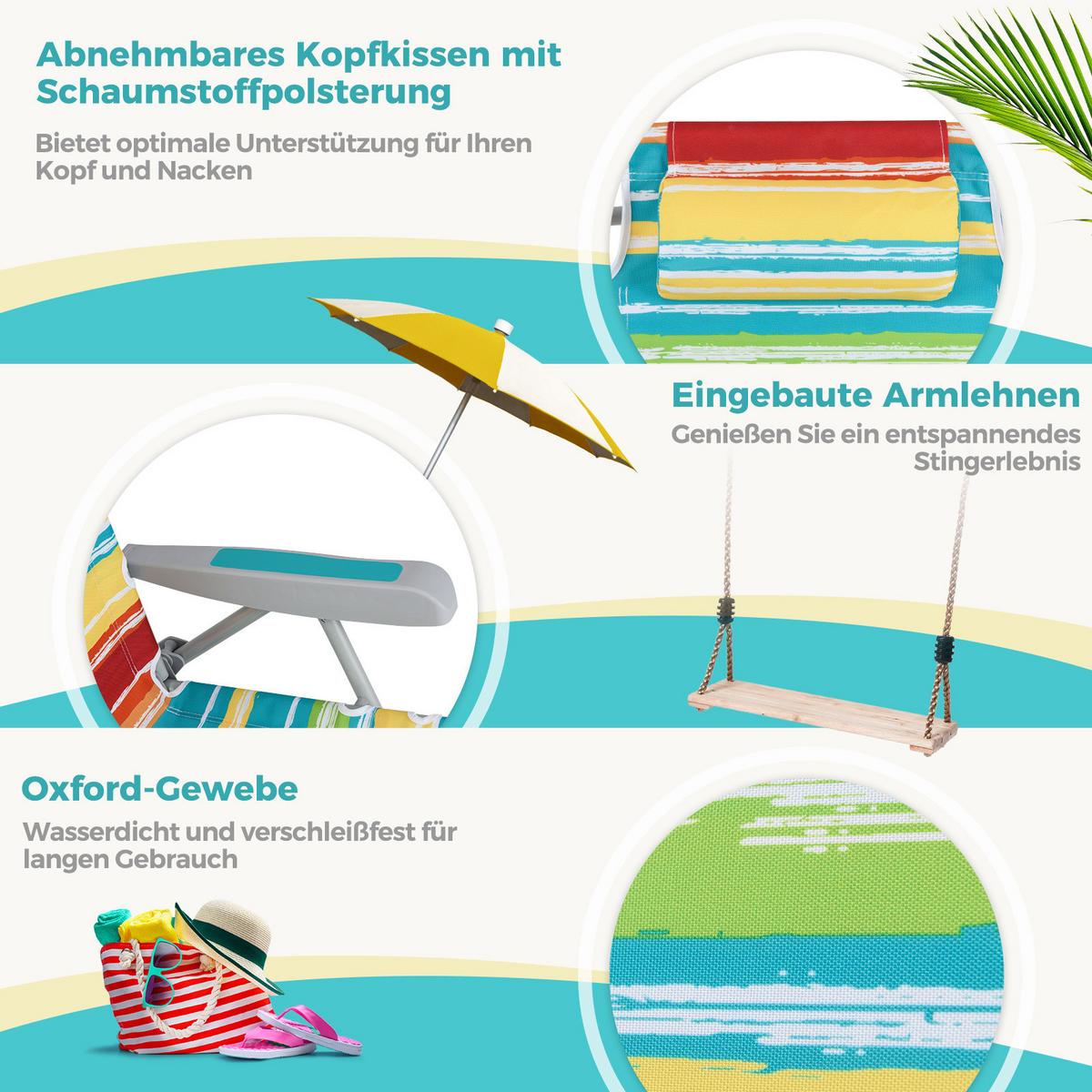 STRANDSTUHL klappbar bunt - Multicolor, Metall (66/78/65cm) - COSTWAY