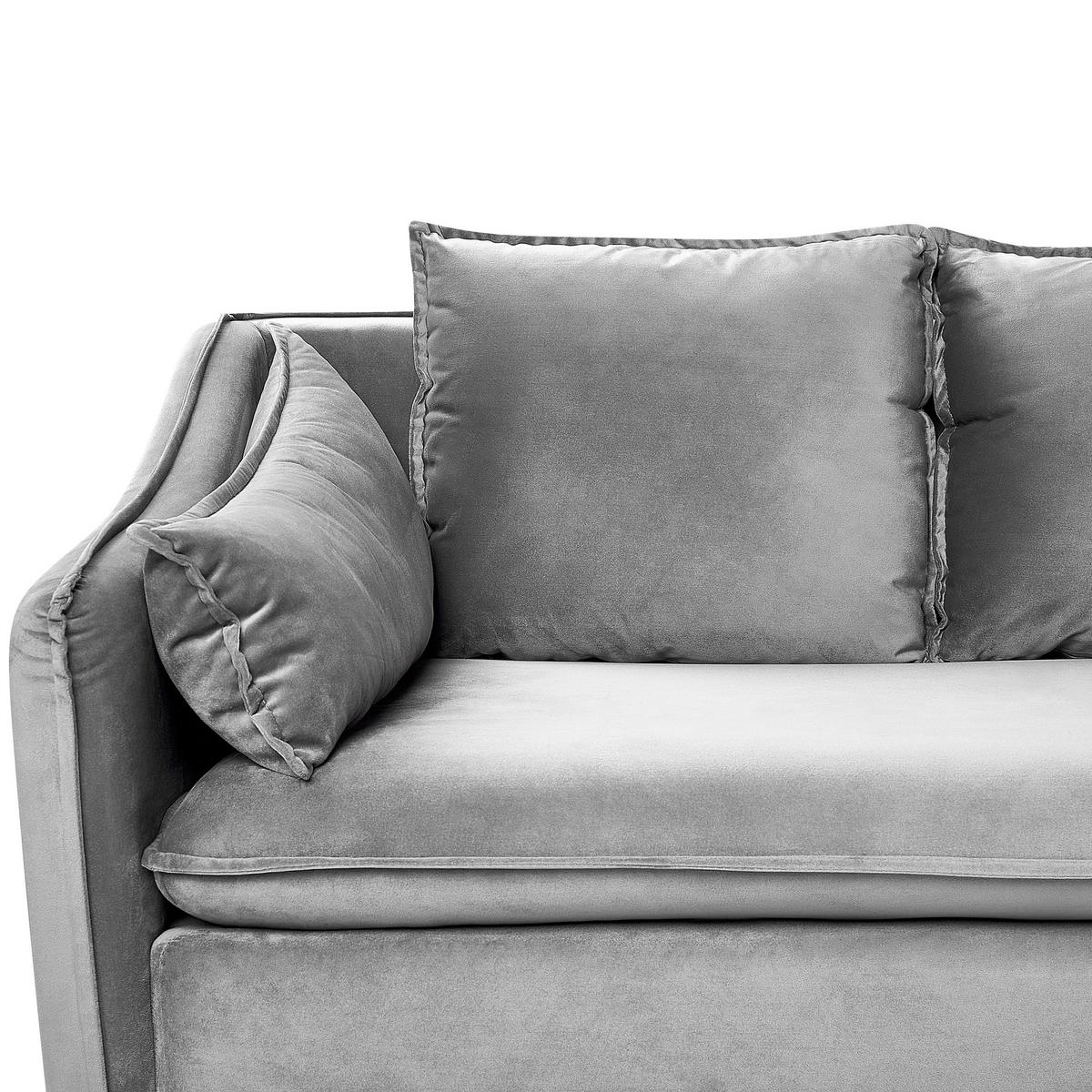 4-SITZER-SOFA Samtstoff Hellgrau Aure - Hellgrau, Textil (342/77/106cm) - Beliani