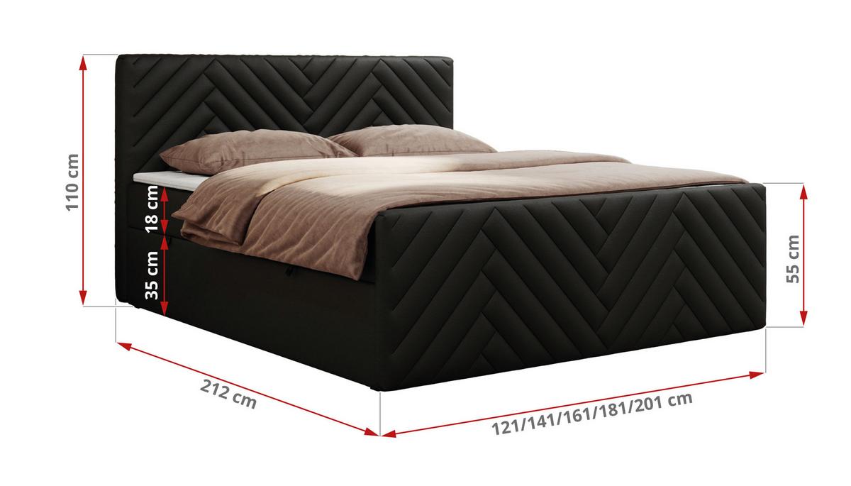 BOXBETT PARIS DUO 160/200 - Schwarz Kunstleder - H3 - Schwarz, Holz/Textil (160/200cm) - MKS