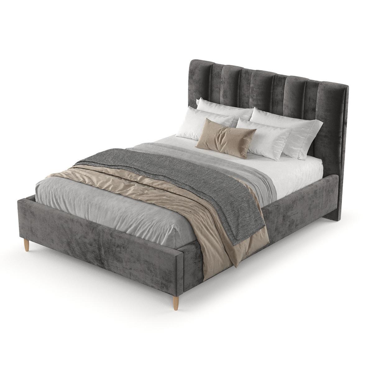 POLSTERBETT Loom 160/200 cm Anthrazit im Lotta Stoff - Anthrazit/Naturfarben, Holz/Holzwerkstoff (160/200cm) - AltaBeds
