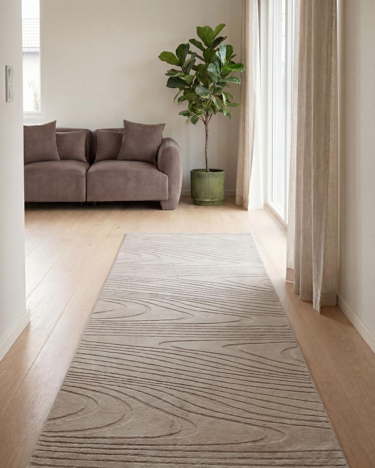 KUNSTFELLTEPPICH Beige 80/300 cm Ontake - Beige, Kunststoff (80/300cm) - Beliani