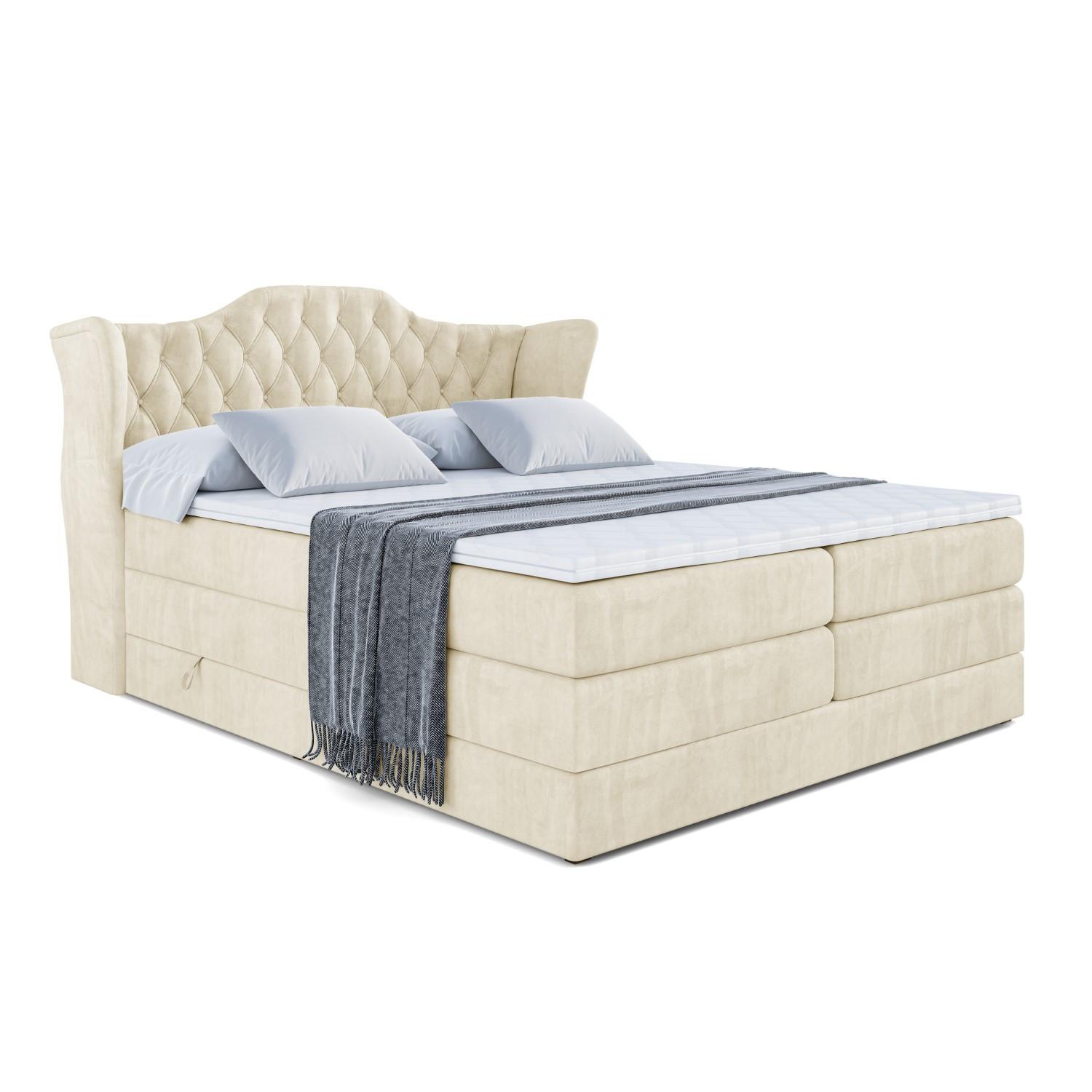BOXSPRINGBETT VILA KING - 180x200 - H3/H4 - Beige - Beige, Holzwerkstoff (180/200cm) - ALTDECOR