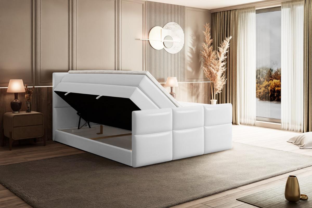BOXSPRINGBETT OHIO-Z KING - 140x200 - H3/H4 - Weiß Hochglanz - Weiß Hochglanz, Holzwerkstoff (140/200cm) - ALTDECOR