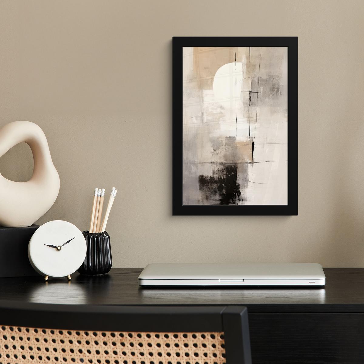 POSTER MIT RAHMEN Abstrakt - Kunst - Grau Poster 20x30 cm - Hellgrau, Papier (20/30cm) - MuchoWow