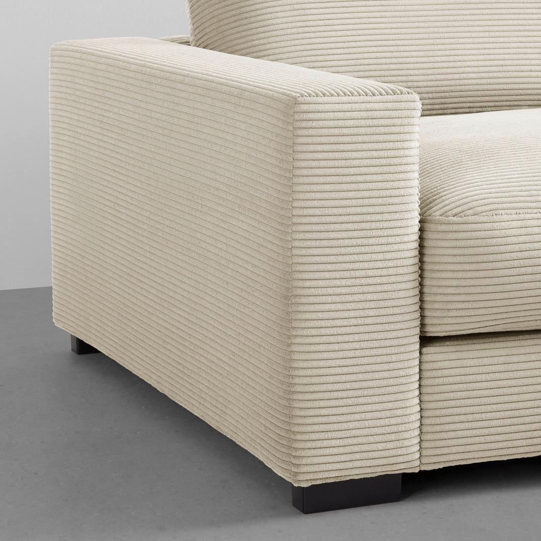 Wohnlandschaft creme Armlehnen Cord-Bezug