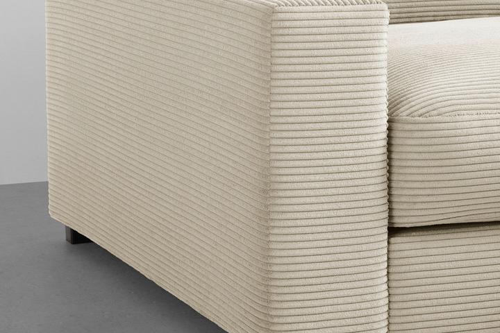 Wohnlandschaft creme Armlehnen Cord-Bezug