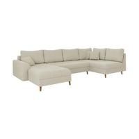 WOHNLANDSCHAFT Alma Beige Cord - Ottomane Links - Beige/Braun, Holz/Textil (310/81/161cm) - S-Style