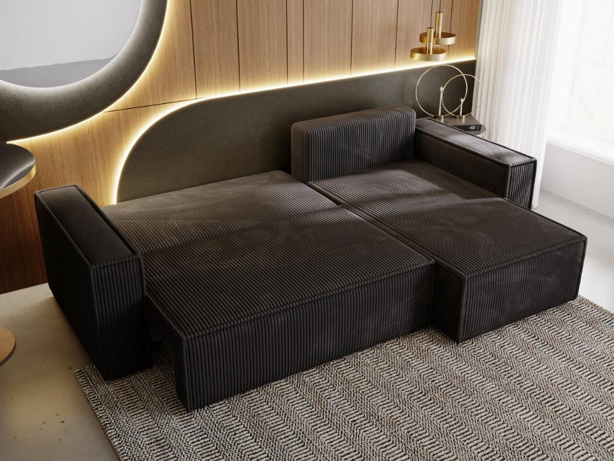 ECKSOFA Prato XL Schwarz - Schwarz, Holz/Kunststoff (280/170cm) - Graingold