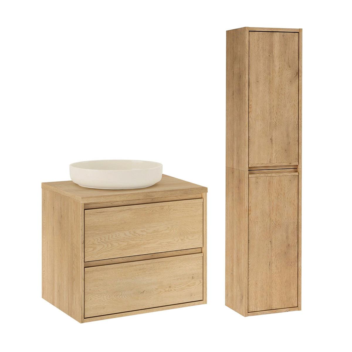 BADMÖBEL 60cm Edmé 2er-Set Holz - Braun, Holzwerkstoff (60/52.2/46cm) - Petits-meubles