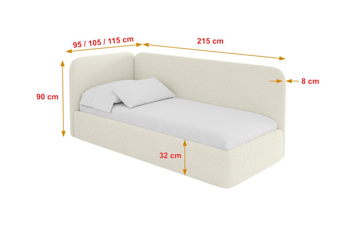 EINZELLBETT Jugendbett mit Bettkasten, Rechts - ELSY 80x200 Beige - Perlmutt, Holzwerkstoff/Textil (80/200cm) - ALTDECOR