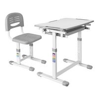 KINDERSCHREIBTISCH-SET 2 TLG. Sala - Weiß/Grau, Holzwerkstoff/Kunststoff (66.5/54/47.5cm) - [en.casa]