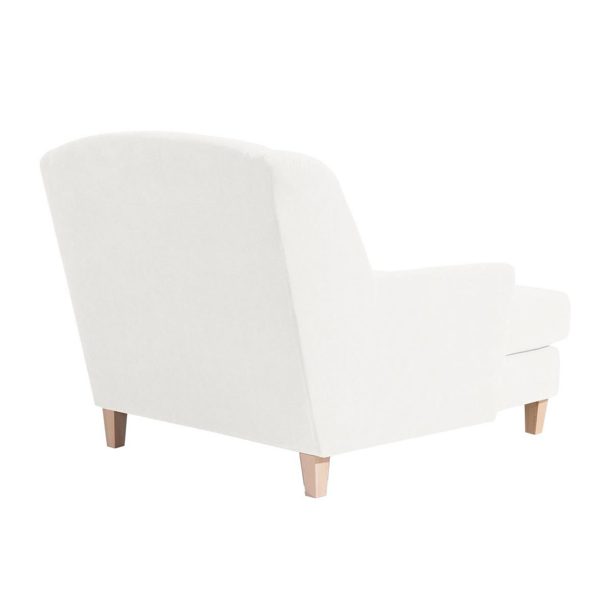 SESSEL XXL Karil Bezug Veloursstoff Buche natur / creme - Weiß, Kunststoff (136/107/142cm) - 58aufmkessel