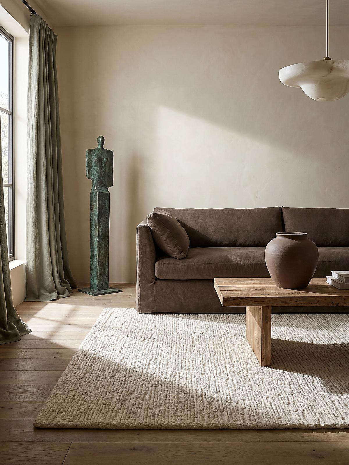 WOLLTEPPICH ALNE, einfarbig, Creme, 200 x 290 cm - Creme, Textil (290/200cm) - KADIMA DESIGN