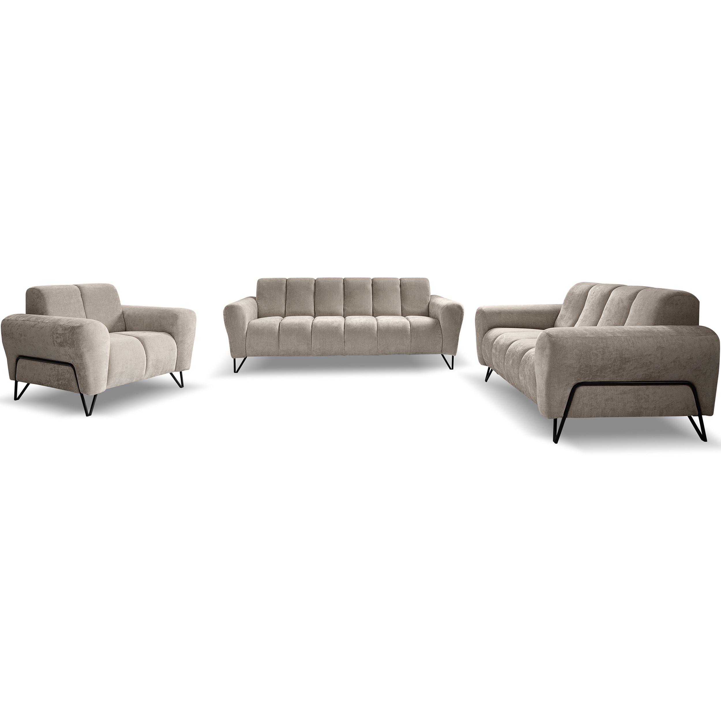 SITZGARNITUR Volare Sofas+Sessel, ohne Schlaffunktion, Cappuccino - Schwarz/Cappuccino, Textil/Metall (220/83/98cm) - Beautysofa