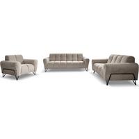 SITZGARNITUR Volare Sofas+Sessel, ohne Schlaffunktion, Cappuccino - Schwarz/Cappuccino, Textil/Metall (220/83/98cm) - Beautysofa