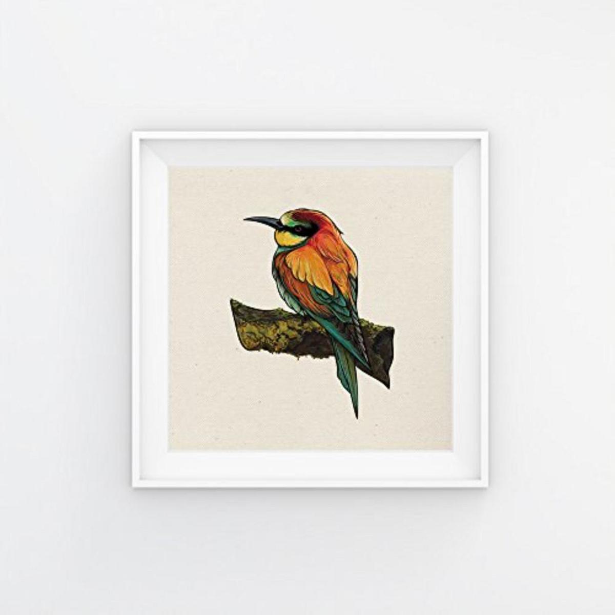 POSTER Set Mit 4 Vögel Tiere 15X15cm Schwarzer Rahmen - Schwarz, Papier (15/3cm) - Nacnic
