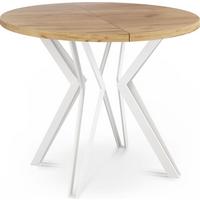 ESSTISCH Austin runder ausziehbarer, Craft Eiche 120-200/100/76 cm - Eiche Wotan/Weiß, Holzwerkstoff/Metall (120/200/76cm) - WFL GROUP