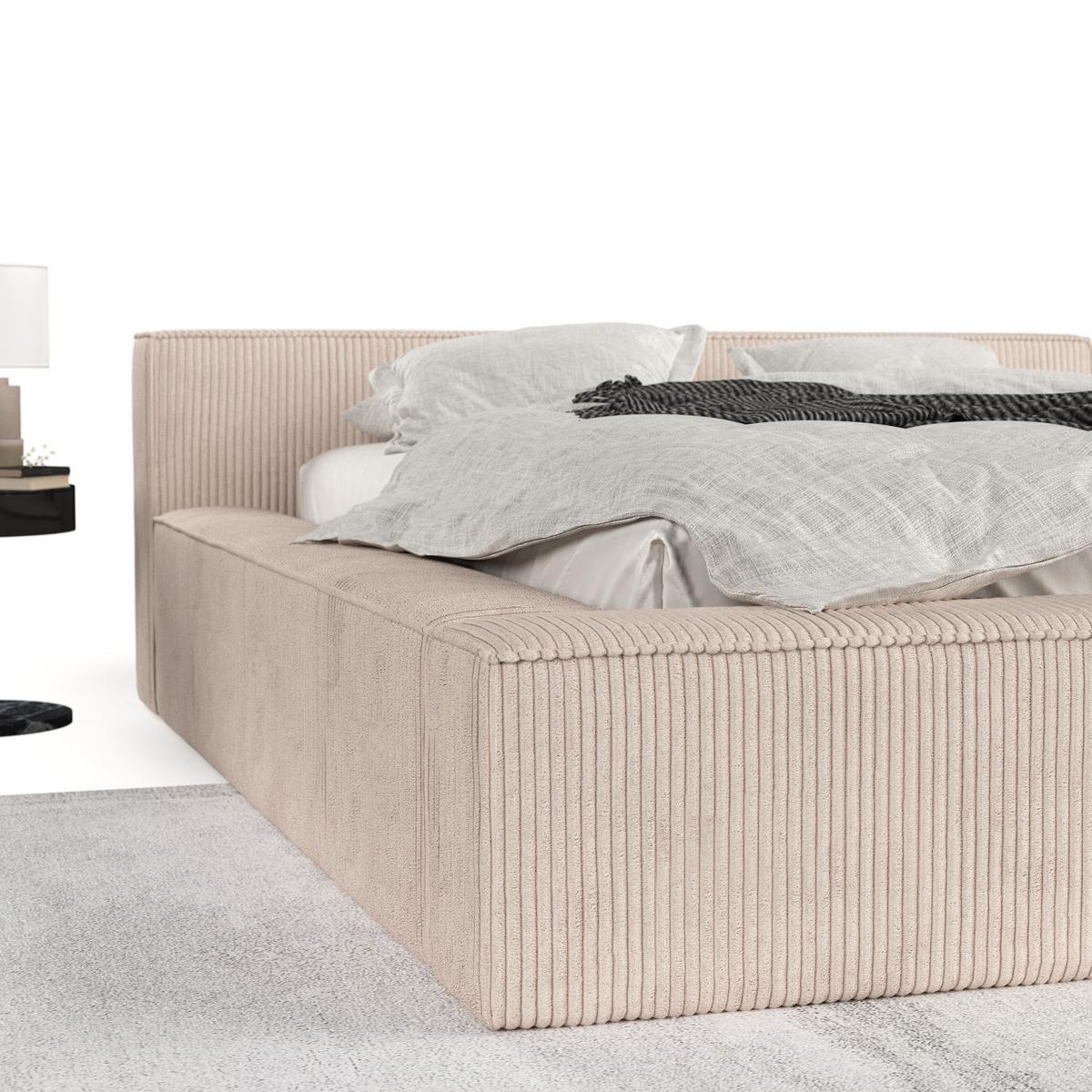 POLSTERBETT Casto mit Stauraum 180/200 cm Hellbeige im Poso Stoff - Beige/Schwarz, Holz/Holzwerkstoff (180/200cm) - AltaBeds