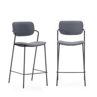 HOCKERN (Set aus 2) mit schwarzen metallbeinen - maika 44/51/66 cm - Dunkelgrau, Kunststoff (51/66/44cm) - Calicosy