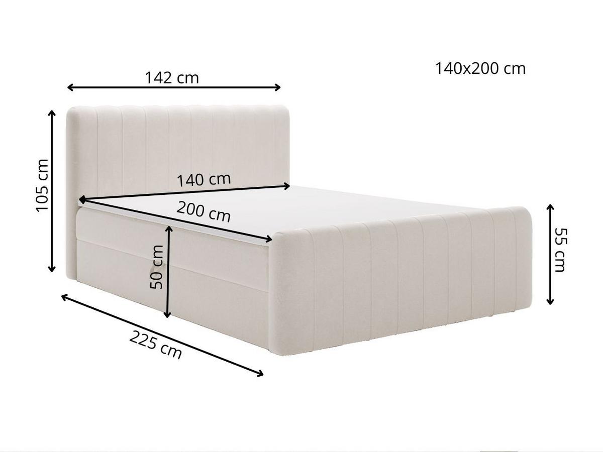 BOXBETT Osteno 140x200 Schwarz - Schwarz, Holz/Textil (140/200cm) - Graingold