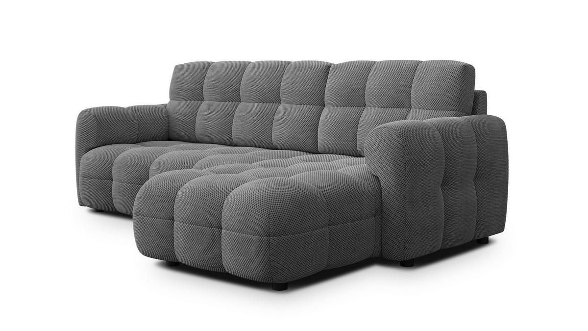 ECKSOFA MELLOW 3-Sitzer, grau - Schwarz/Grau, Holz/Textil (232/156cm) - Wozimo