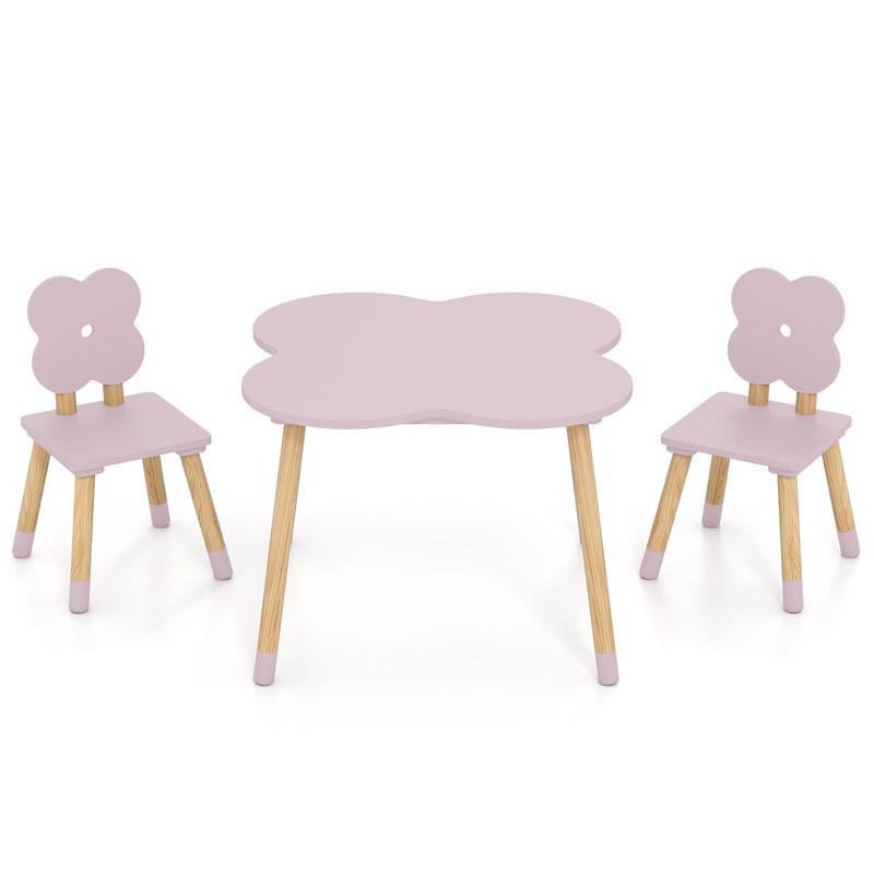 KINDERTISCH mit stuhl rosa(3-tlg) - Pink, Holzwerkstoff (60/44/60cm) - COSTWAY