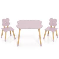 KINDERTISCH mit stuhl rosa(3-tlg) - Pink, Holzwerkstoff (60/44/60cm) - COSTWAY