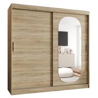 SCHIEBETÜRENSCHRANK mit Spiegel ROYAL 200/200/62 2-türig - Silberfarben/Sonoma Eiche, Holz (200/62/200cm) - MÖBEL KRYSPOL