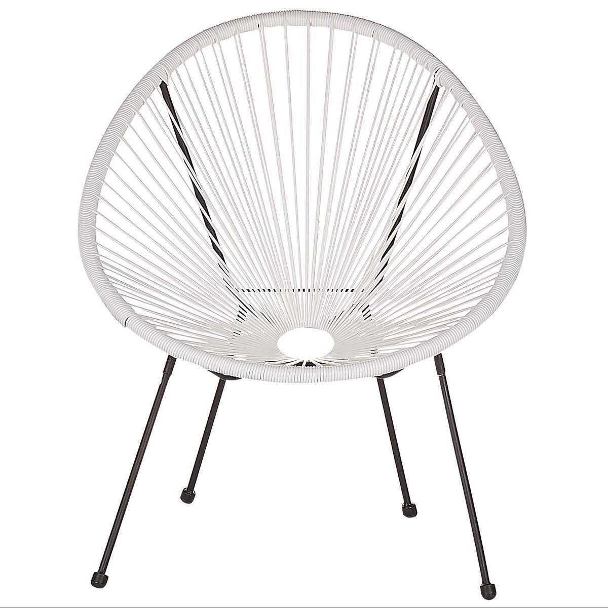 RATTANSTUHL 2er-SET Kunststoff weiß 70 cm Acapulco II - Schwarz/Weiß, Kunststoff (70/87/90cm) - Beliani