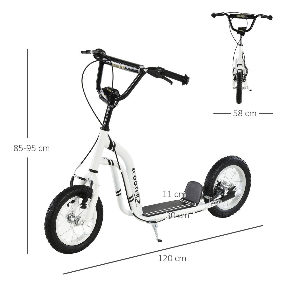 KINDERROLLER ab 5 Jahre Scooter Kinderscooter Tretroller Cityroller Weiß - Weiß, Metall (120/58/95cm) - HOMCOM