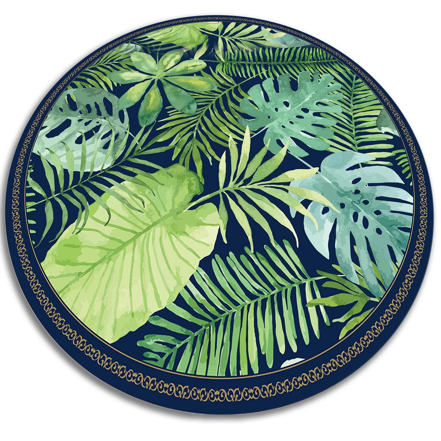 VINYL TEPPICH Ø90 cm Tropische Blätter - Grün, Kunststoff (90/90cm) - TULUP