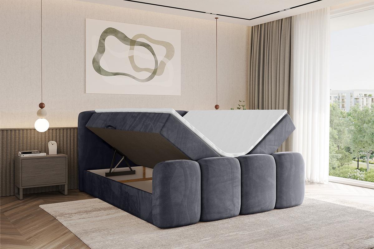 BOXBETT mit Matratze H4 und Lattenrost - NINA-Z - 120x200 cm - Dunkelgrau - Dunkelgrau, Holzwerkstoff (120/200cm)