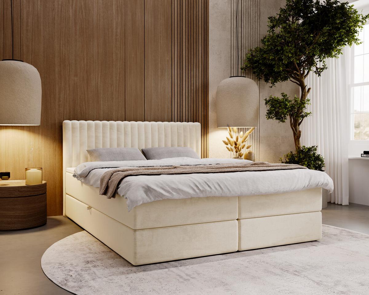 BOXBETT Marbella 180x200 Beige - Beige, Holz/Textil (180/200cm) - Graingold